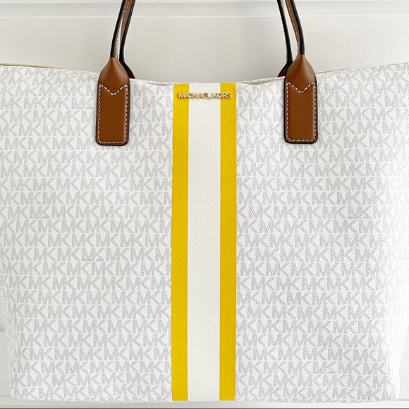 Michael Kors Logo Stripe Tote & Wristlet Bag Set - Picture 12 of 16